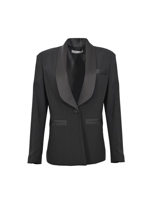 Giacca monopetto in crepe e raso Nero D. Exterior | 629012NERO